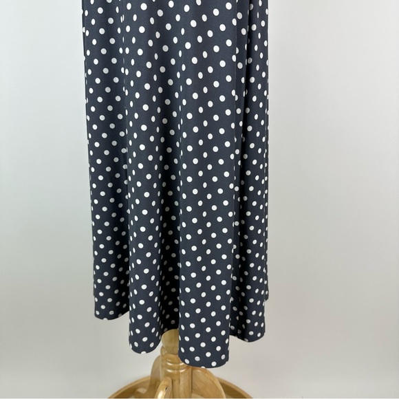 Lauren Ralph Lauren Gray White Polka Dot Jersey Dress Size 10 - Picture 9 of 10